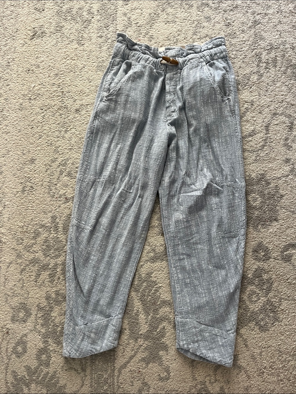 Women’s Light chambray Cropped Drawstring Ankle Pants